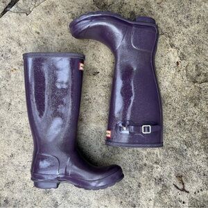 Hunter Purple sparkle Rain boots, size 36